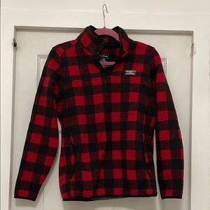 L.L. Bean Red and Black Checkered Sweater Pullover